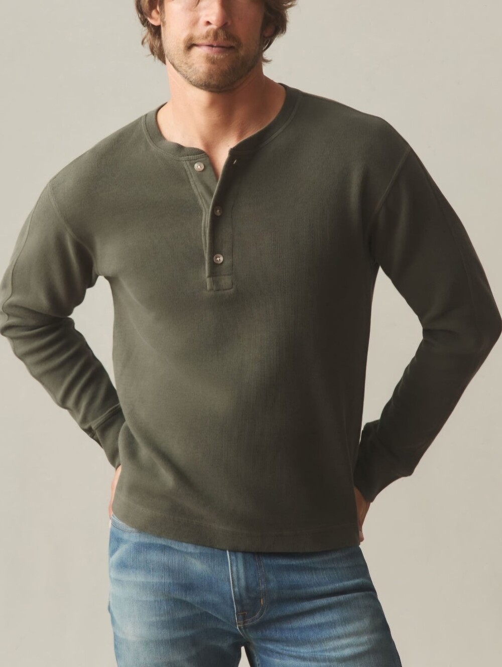 American Giant Men's Size 2XL French Rib Long Sleeve Henley Shirt NWOT